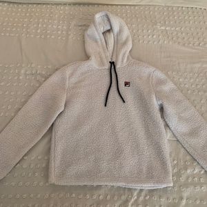 White Fuzzy Fila Hoodie